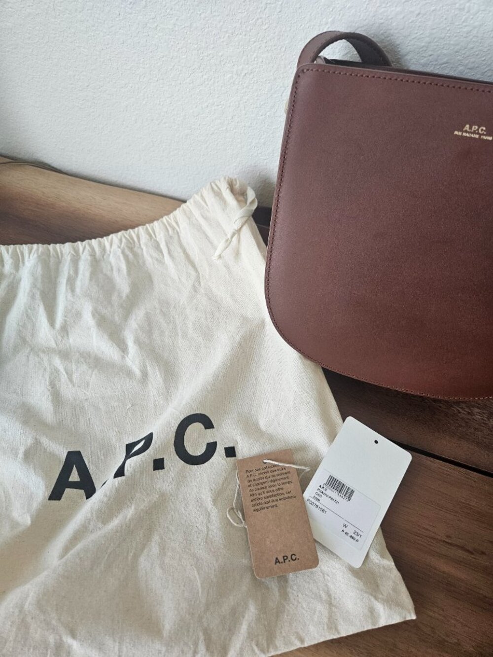 A.P.C. Geneve Leather Shoulder Crossbody Bag Brown - Picture 10 of 12